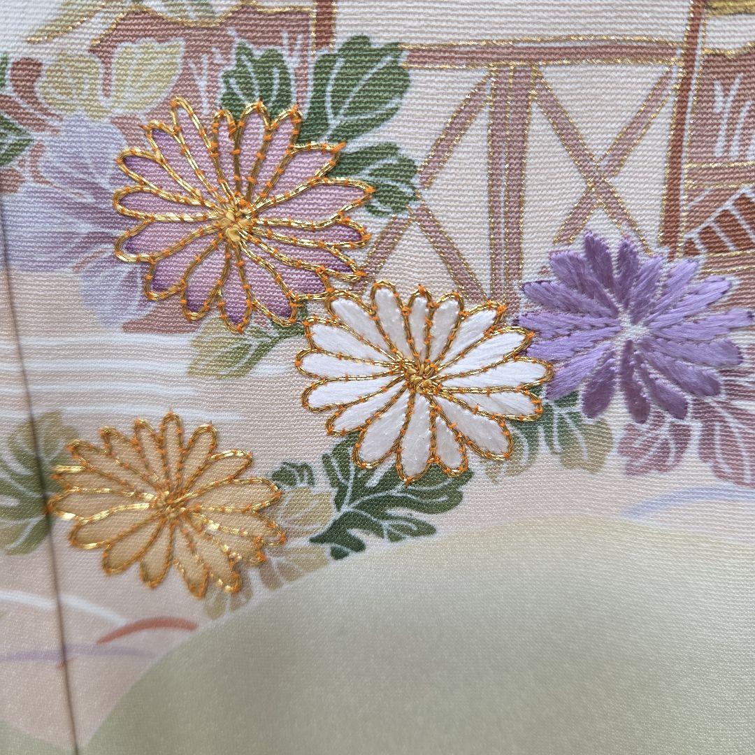 トールサイズ訪問着4点フルセット、着物、袋帯、帯締め、帯揚げ