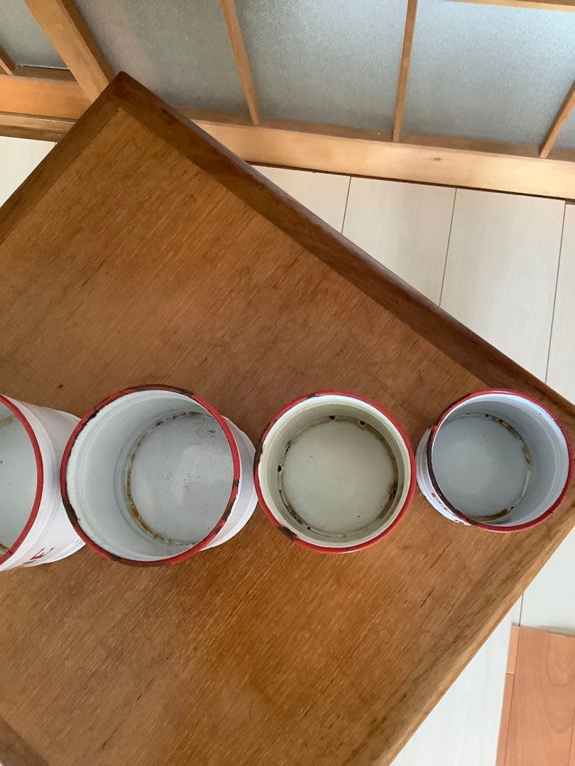 フランス　アンティーク　ホーロー　キャニスターセット　③