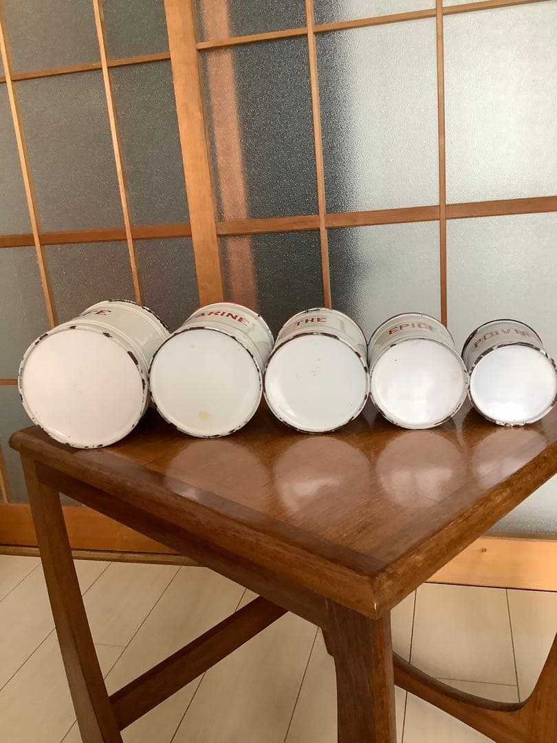 フランス　アンティーク　ホーロー　キャニスターセット　③