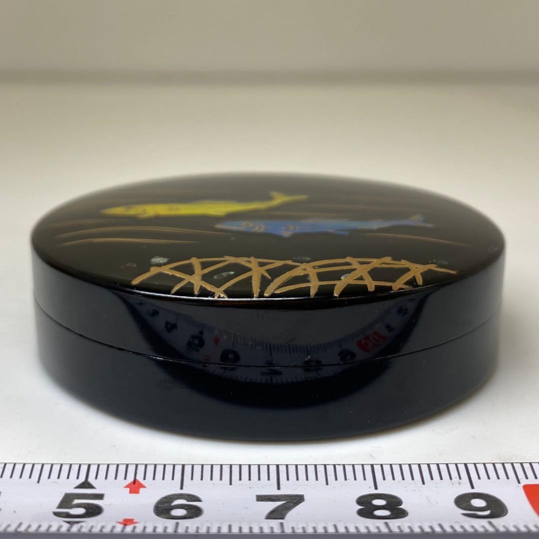 芳 鮎 青貝蒔絵 内築地香合 共箱 w6.3cm 東キ7-1114☆2F