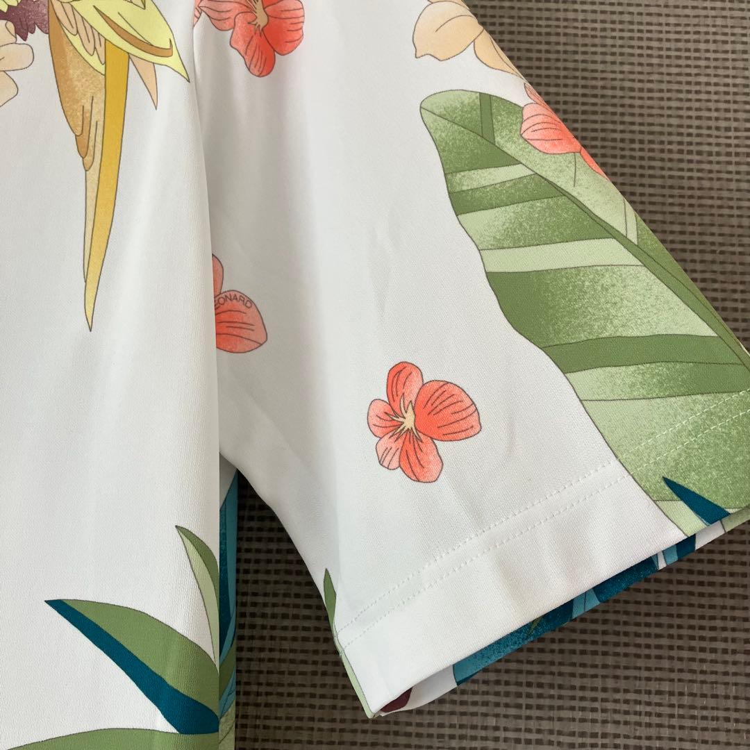 美品　レオナール　ポロシャツ　花柄　鳥　大きいサイズ44