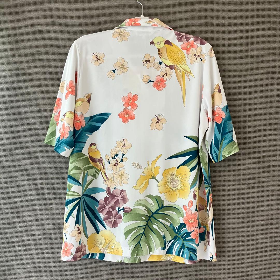 美品　レオナール　ポロシャツ　花柄　鳥　大きいサイズ44