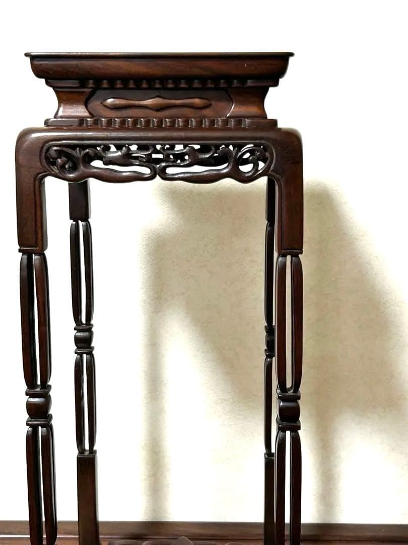 紫檀　揚子卓　大仙作　共箱　共布有　美品