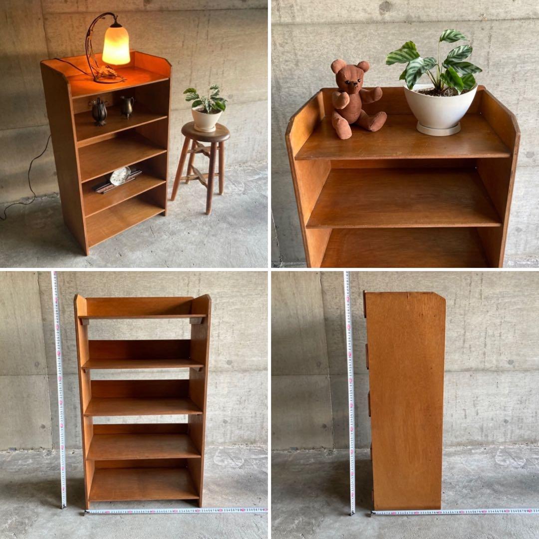 オープンシェルフ ラック 本棚 飾り台 置物台 5段 木製 家具 昭和 レトロ