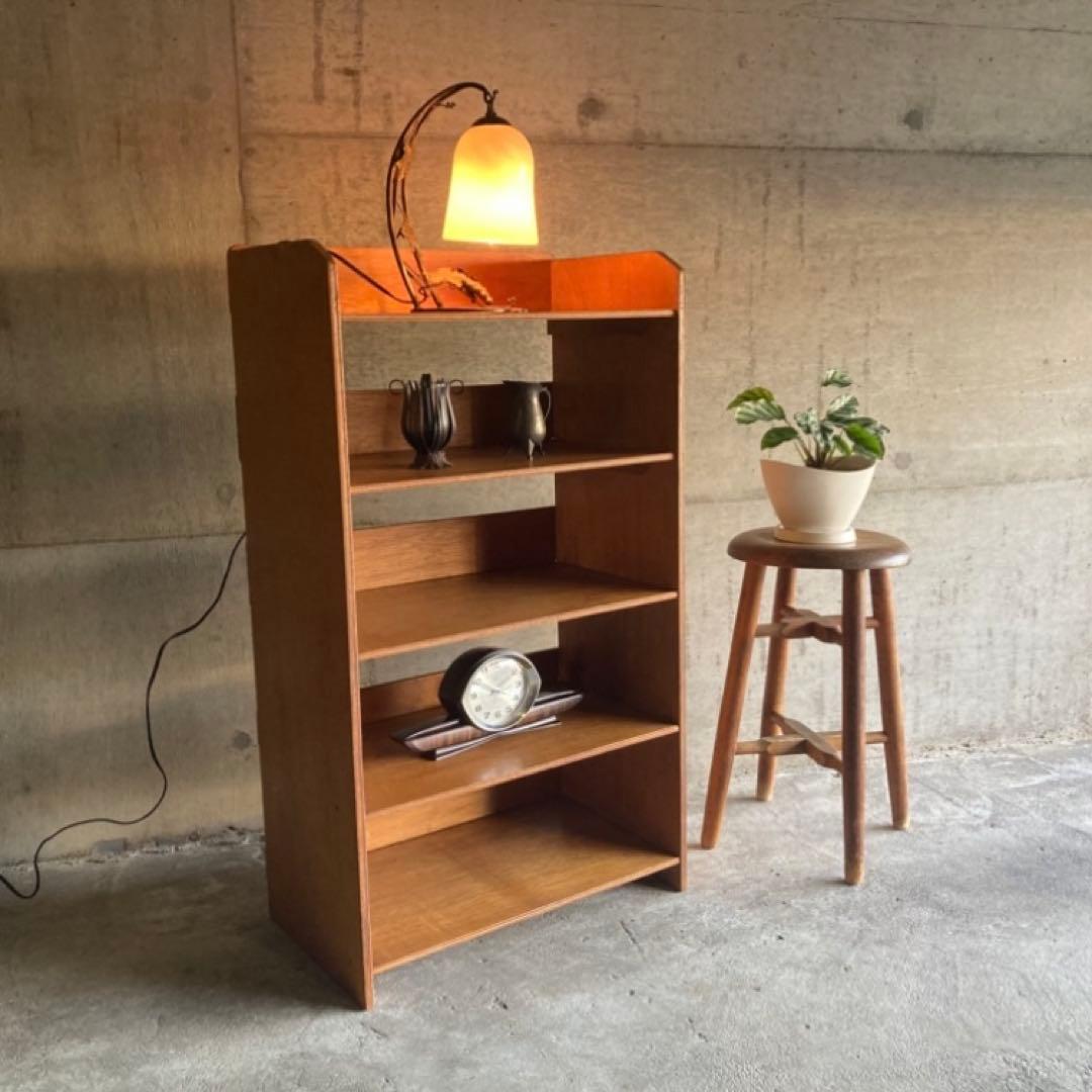 オープンシェルフ ラック 本棚 飾り台 置物台 5段 木製 家具 昭和 レトロ