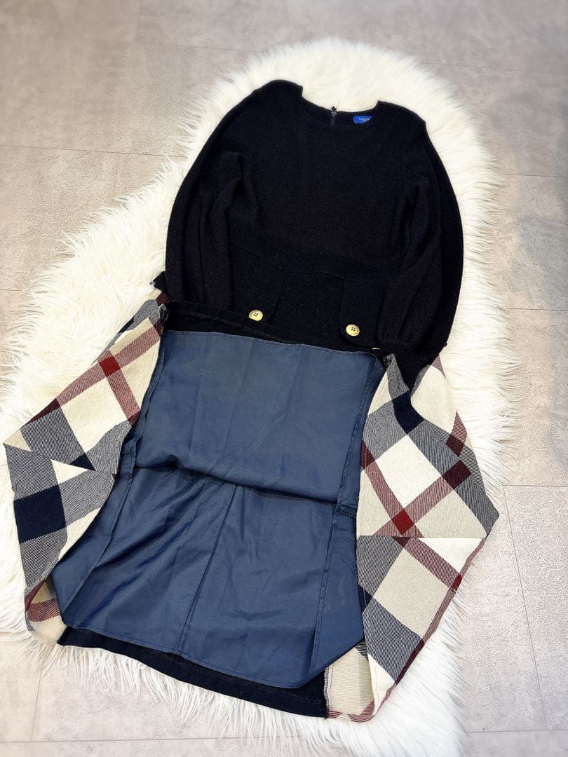 【美品状態】BLUELABEL CRESTBRIDGE 長袖ニットワンピース38