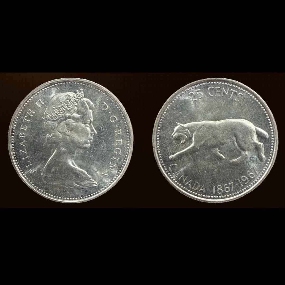 招*@様 No.33 アンティーク 銀貨 まとめ カナダ 25セント 100周年