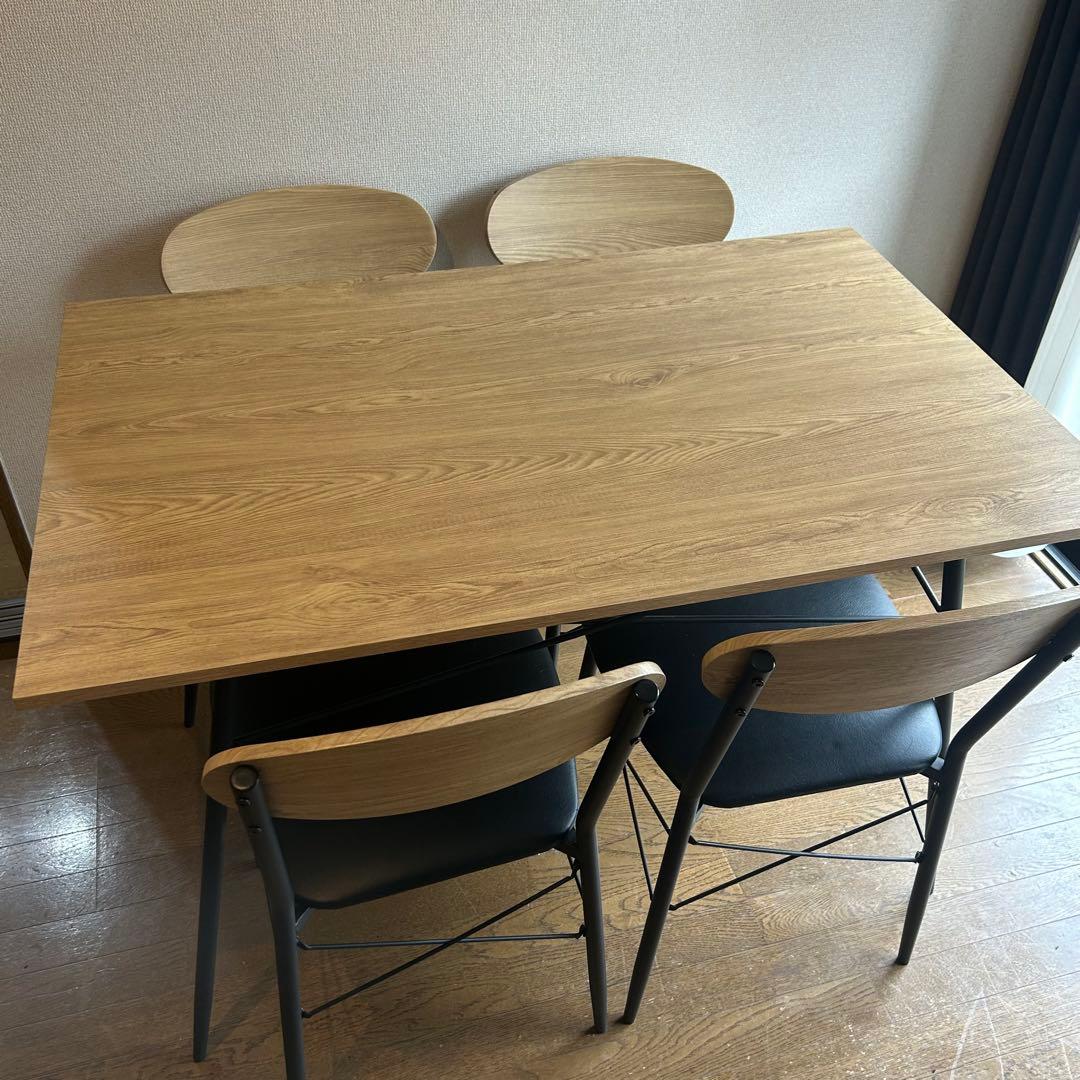 ナチュラルウッド ダイニングテーブル　５点セット