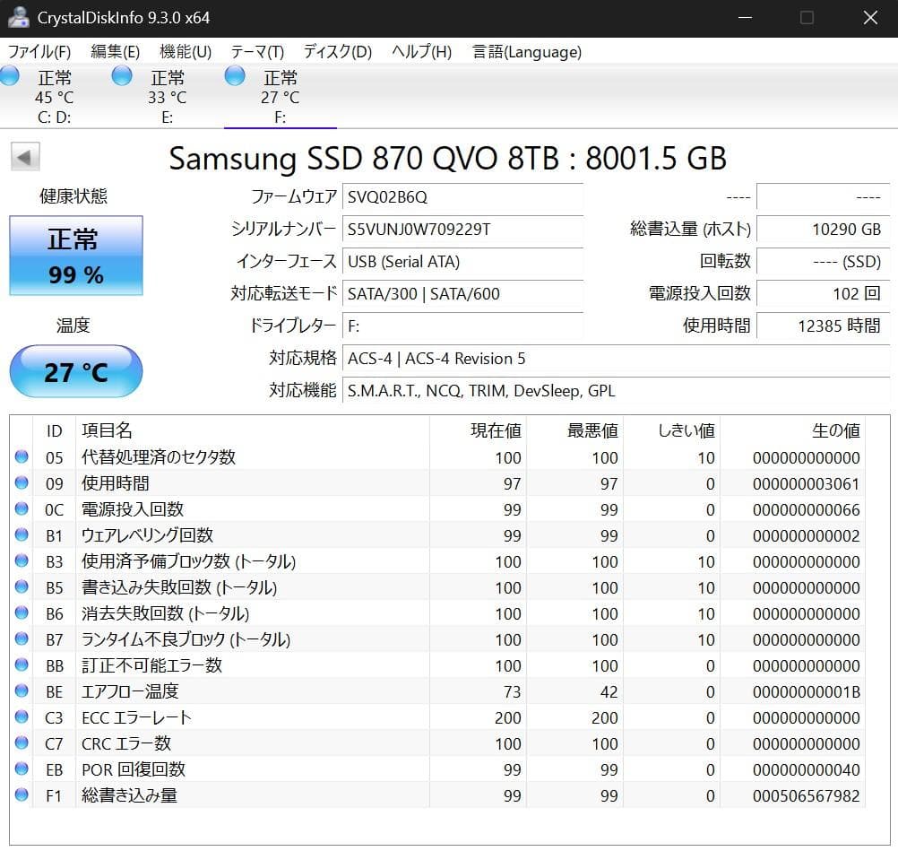 Samsung 870 QVO 内蔵型SSD 8TB