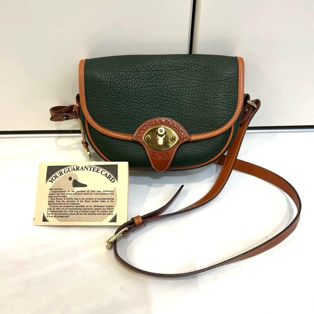 DOONEY&BOURKE USA製 レザーショルダーバッグ グリーン 美品