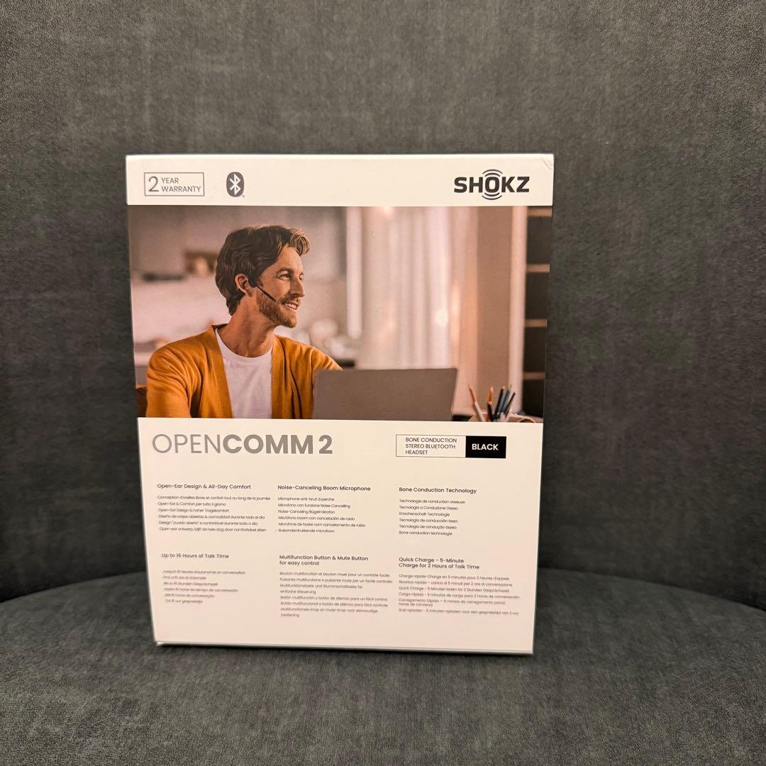 ✨付属品完備✨【SHOKZ】OPENCOMM 2 骨伝導ヘッドセット ブラック