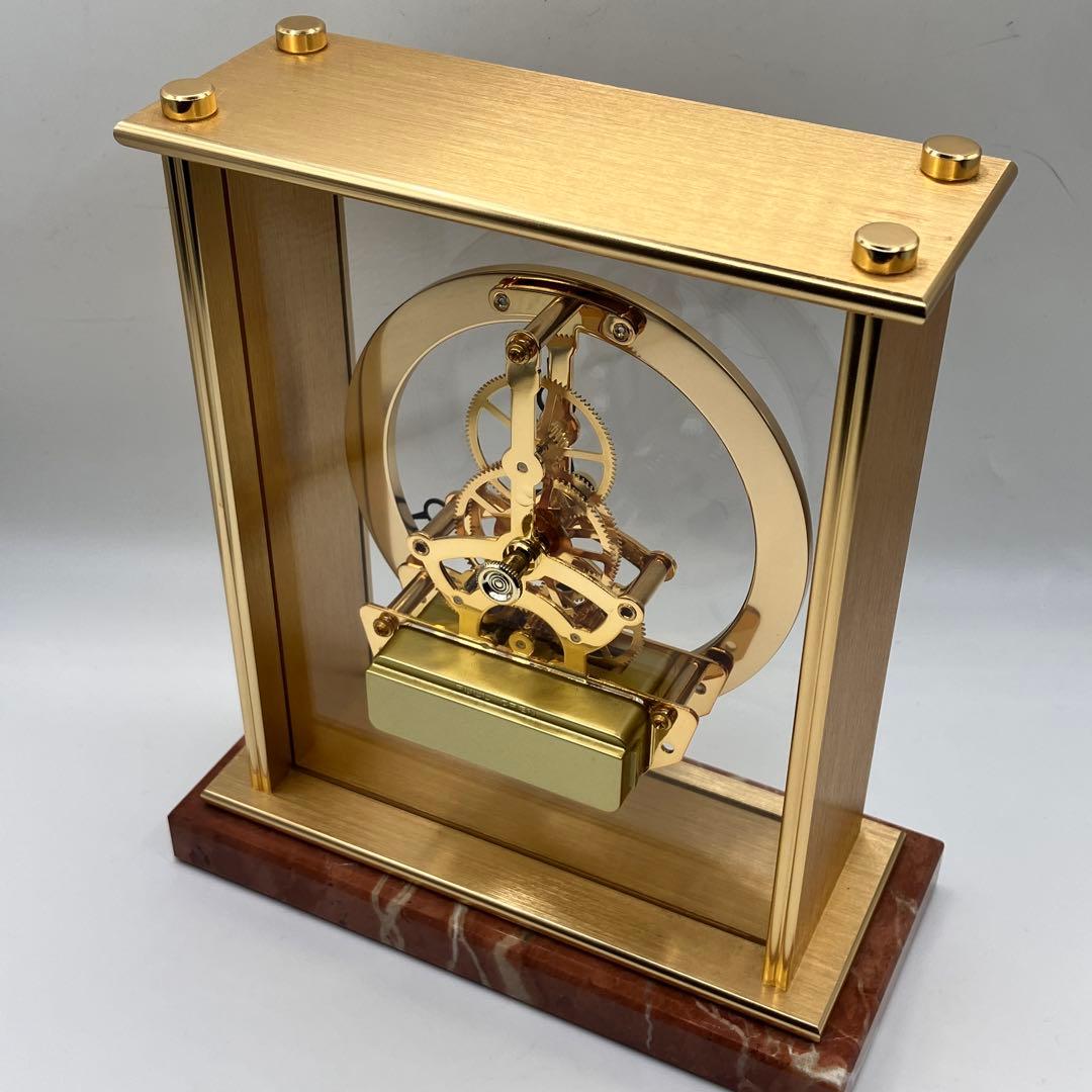 ☆美品☆ WAKO ワコー 置き時計 HW8090G 大理石ゴールド 可動品