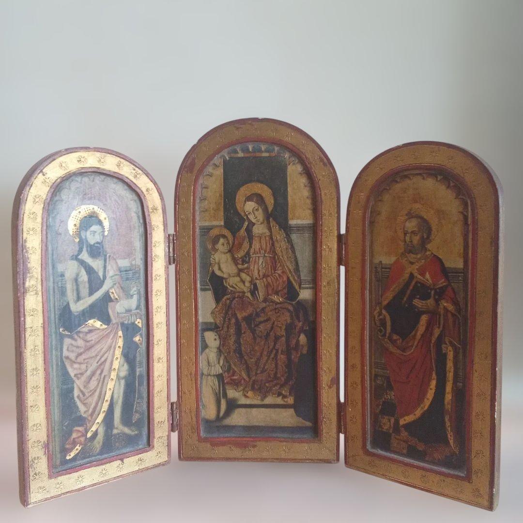 祭壇画 トリプティック 　イタリア土産品ビンテージ