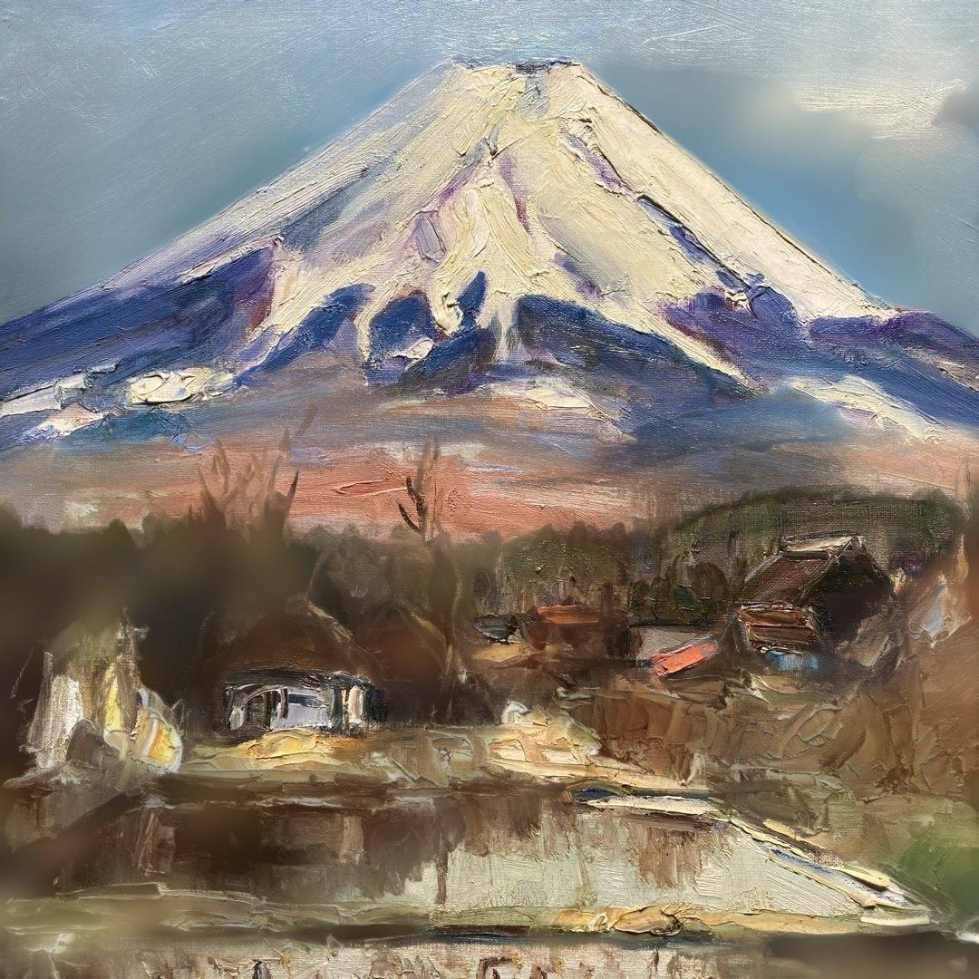 樋口洋「忍野村」10F 額縁58×66絵45.5×53cm 一枚の繪取り扱い作家