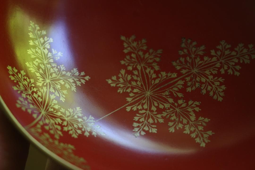 時代逸品！時代内朱金縁黒漆に優美な羊歯蒔絵の映えるお椀2点（検輪島塗蒔絵椀雑煮椀