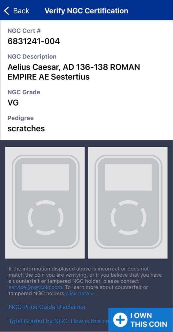 ローマ帝国 アエリウス・カエサル AD136-138 NGC鑑定済み 古代