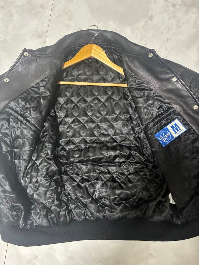 KEBOZ LEATHER VARSITY JACKET 革ジャン 黒 M