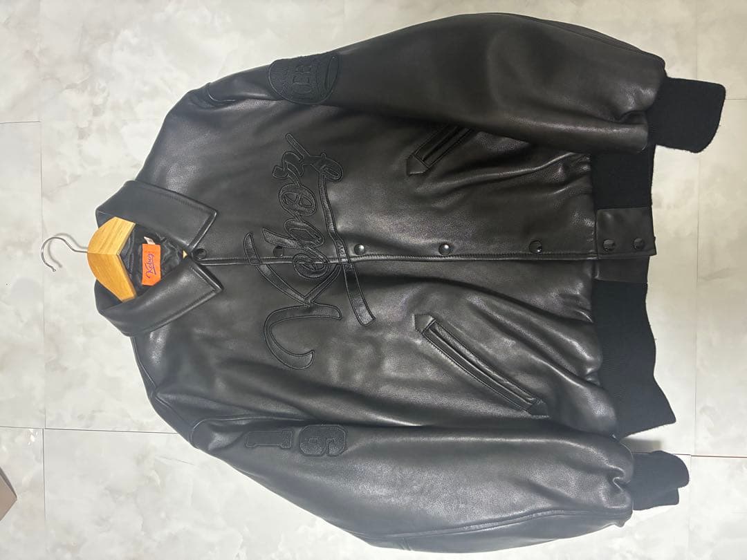 KEBOZ LEATHER VARSITY JACKET 革ジャン 黒 M