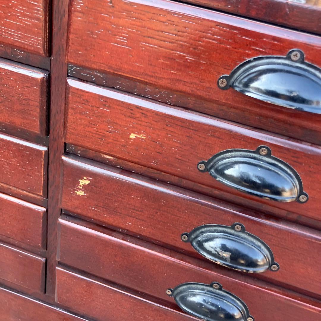 北欧レトロ ヴィンテージ 古家具 書類棚 整理棚 木製チェスト 11杯 箪笥