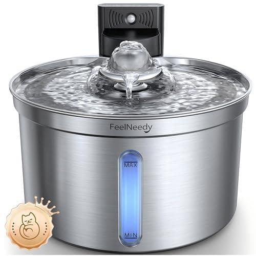 猫 給水器 コードレス充電式 自動 ステンレス製 ペット用ウォーターボウル 3段