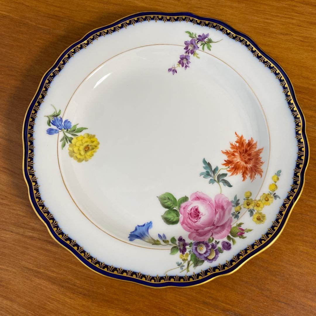 マイセン Aカンテ ベーシックフラワー プレート 21cmコバルトブルー　一級品