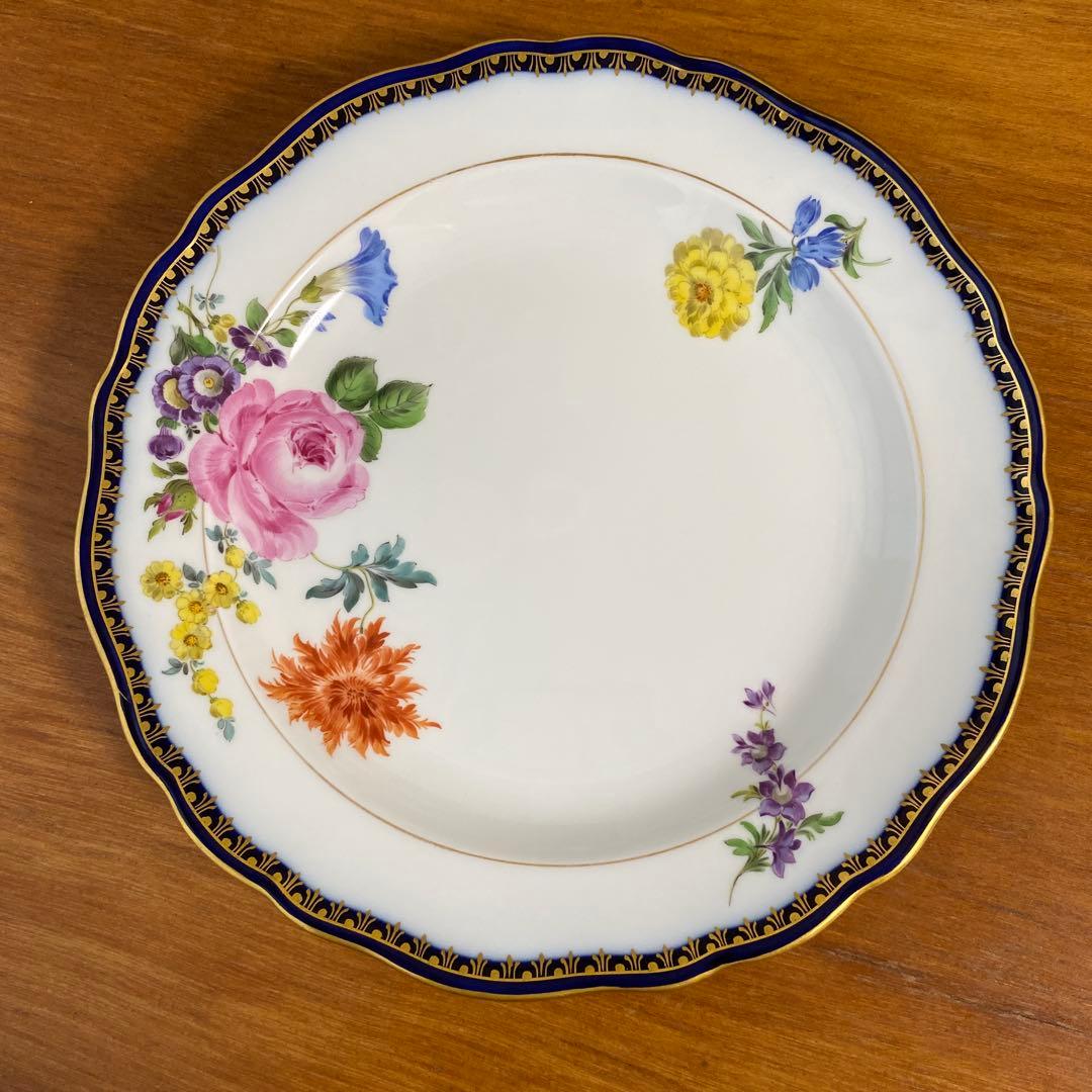 マイセン Aカンテ ベーシックフラワー プレート 21cmコバルトブルー　一級品