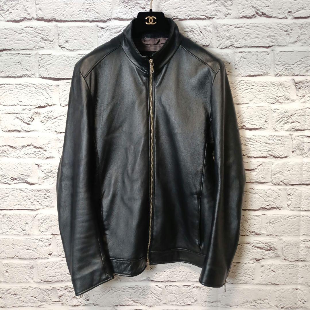 美品・希少■TETE HOMME ラムレザー ライダースジャケット シングル