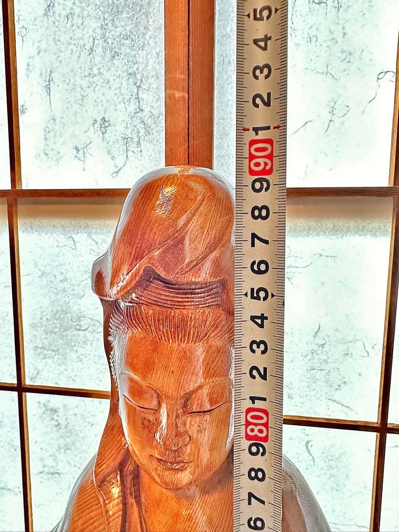 白衣観音 木彫 3尺 仏像 彫刻 コレクター