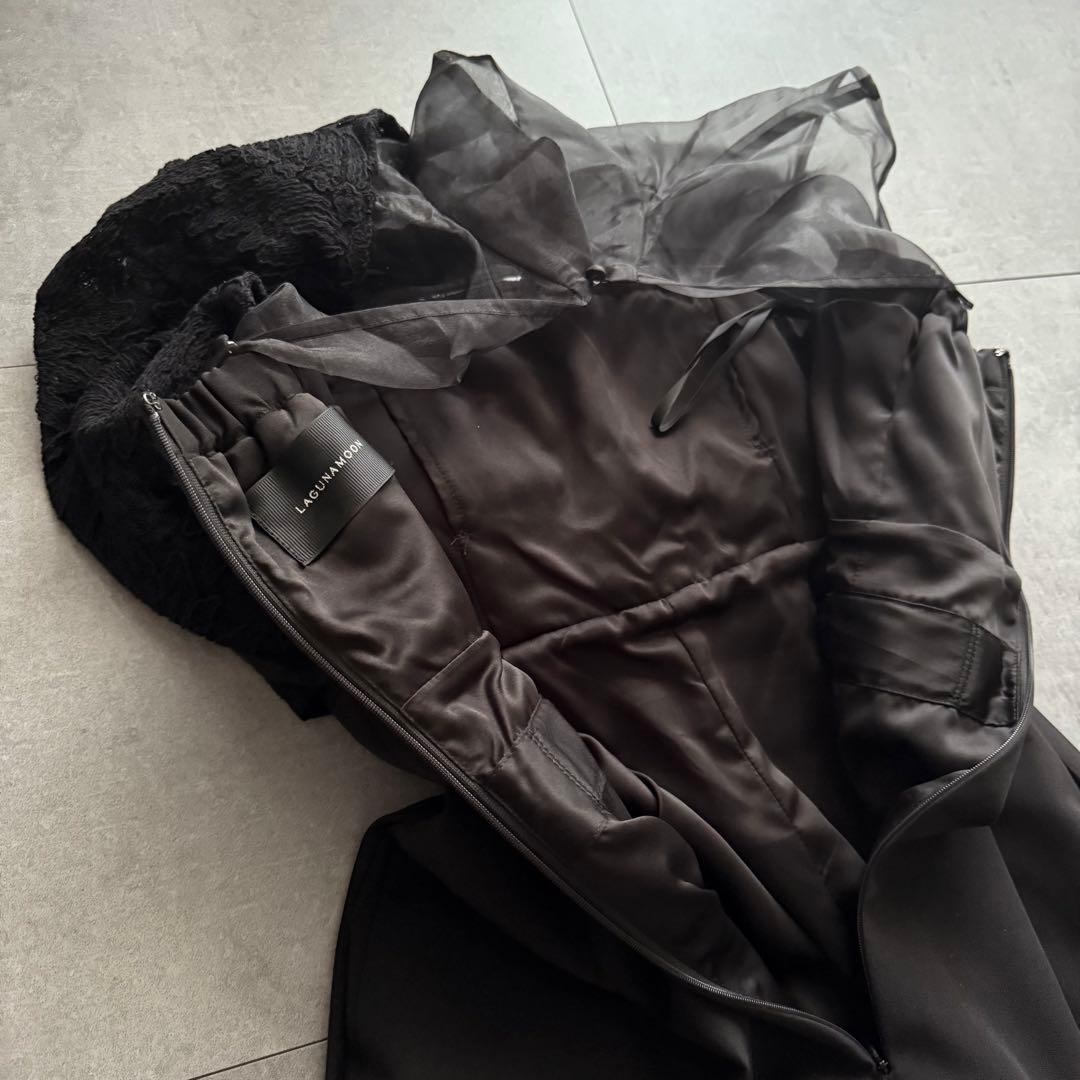 ラグナムーン パンツドレス オールインワン M 異素材ドッキング オケージョン