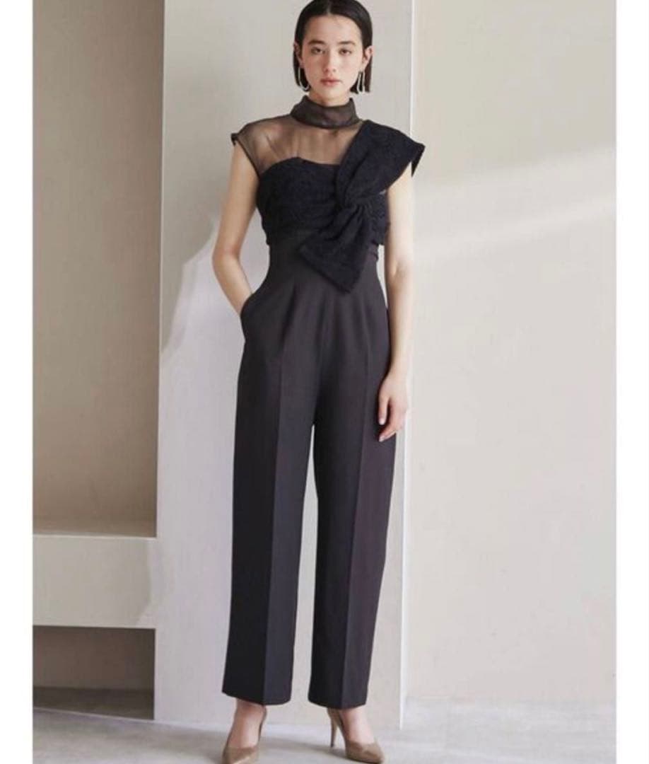 ラグナムーン パンツドレス オールインワン M 異素材ドッキング オケージョン