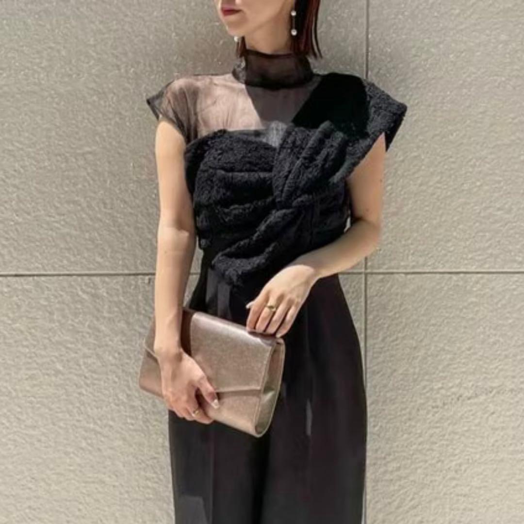 ラグナムーン パンツドレス オールインワン M 異素材ドッキング オケージョン