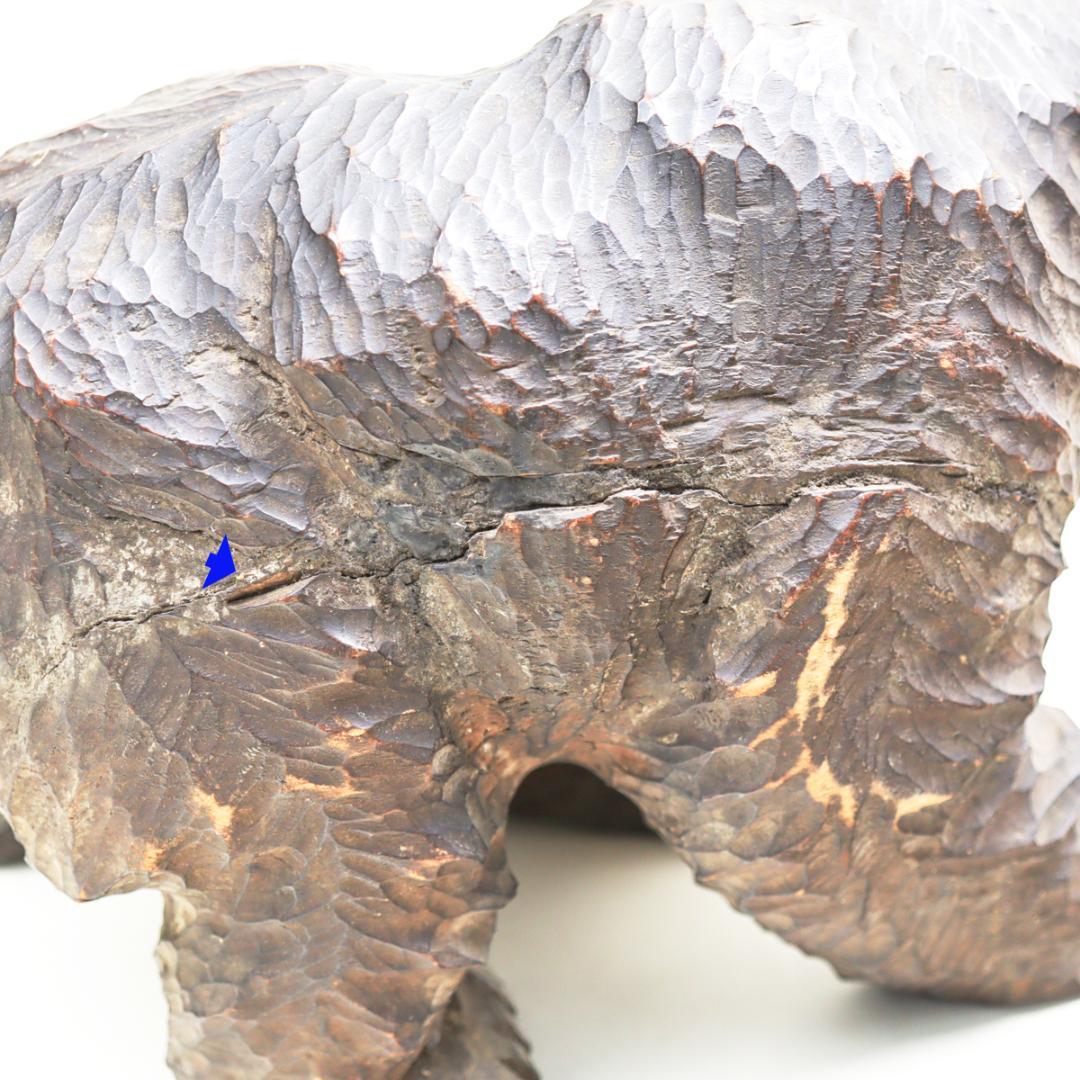 ガラス目 吠え熊 木彫 北海道民芸