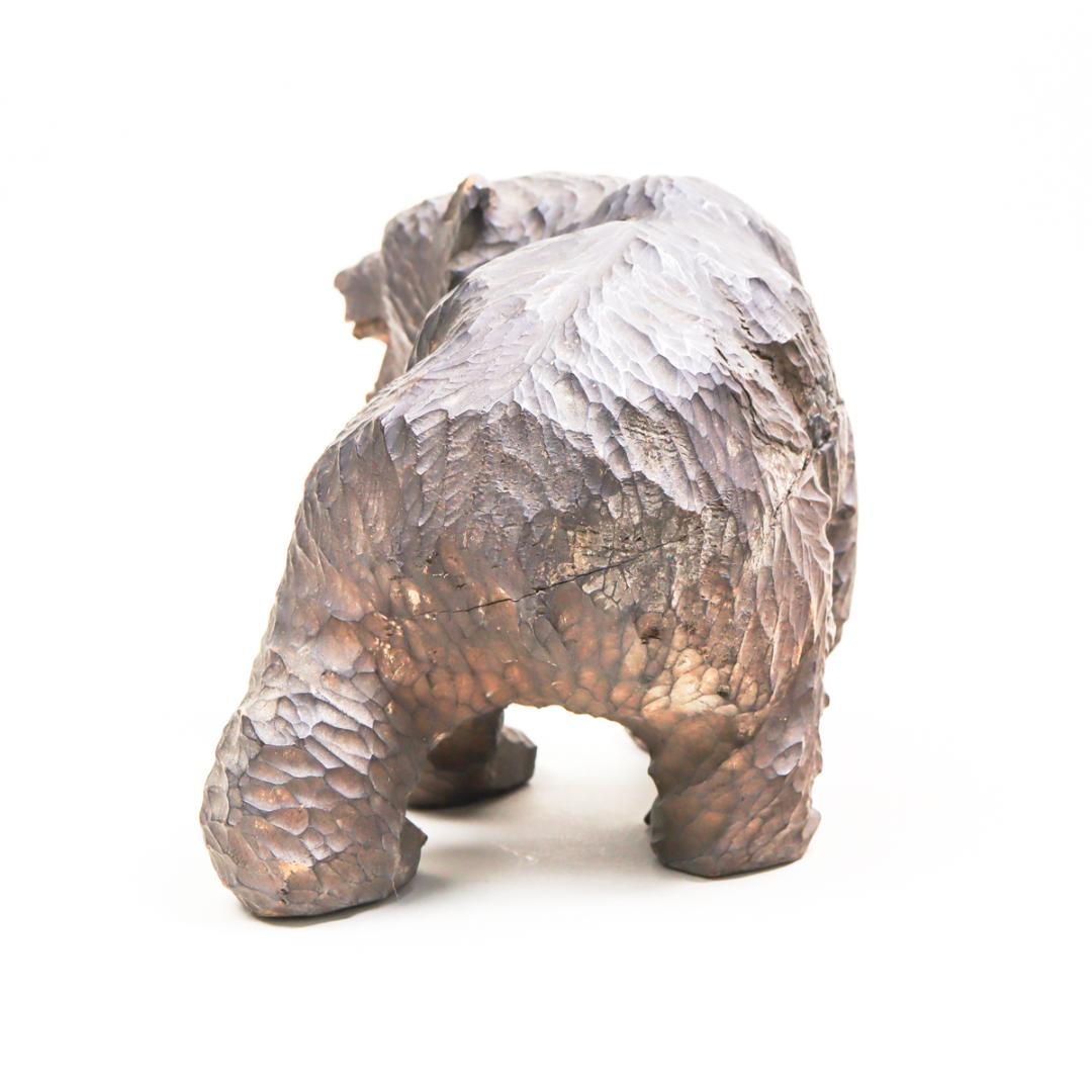 ガラス目 吠え熊 木彫 北海道民芸