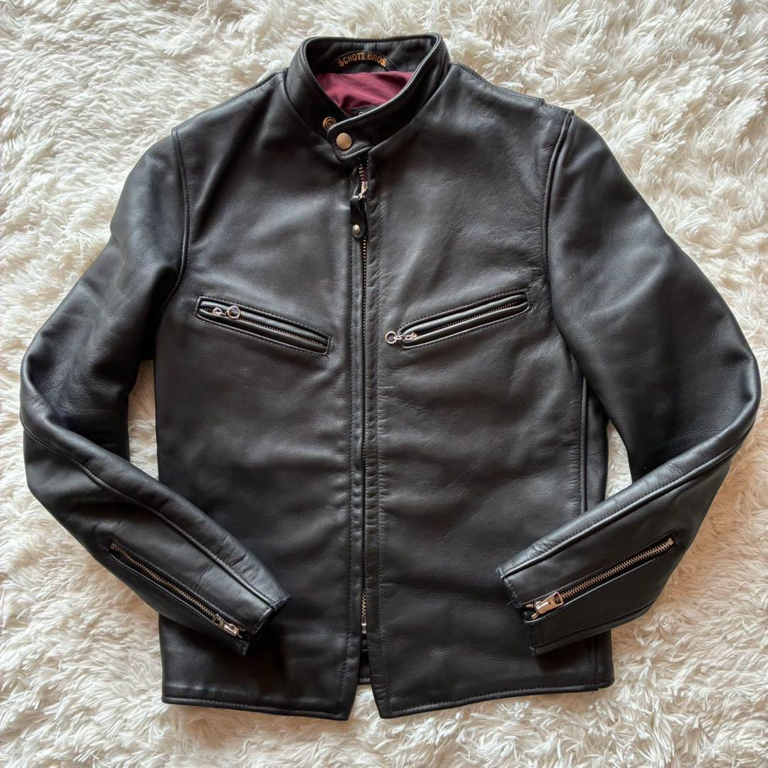 極美品/ハンガー付　Schott 641XX ライダースジャケット カウレザー