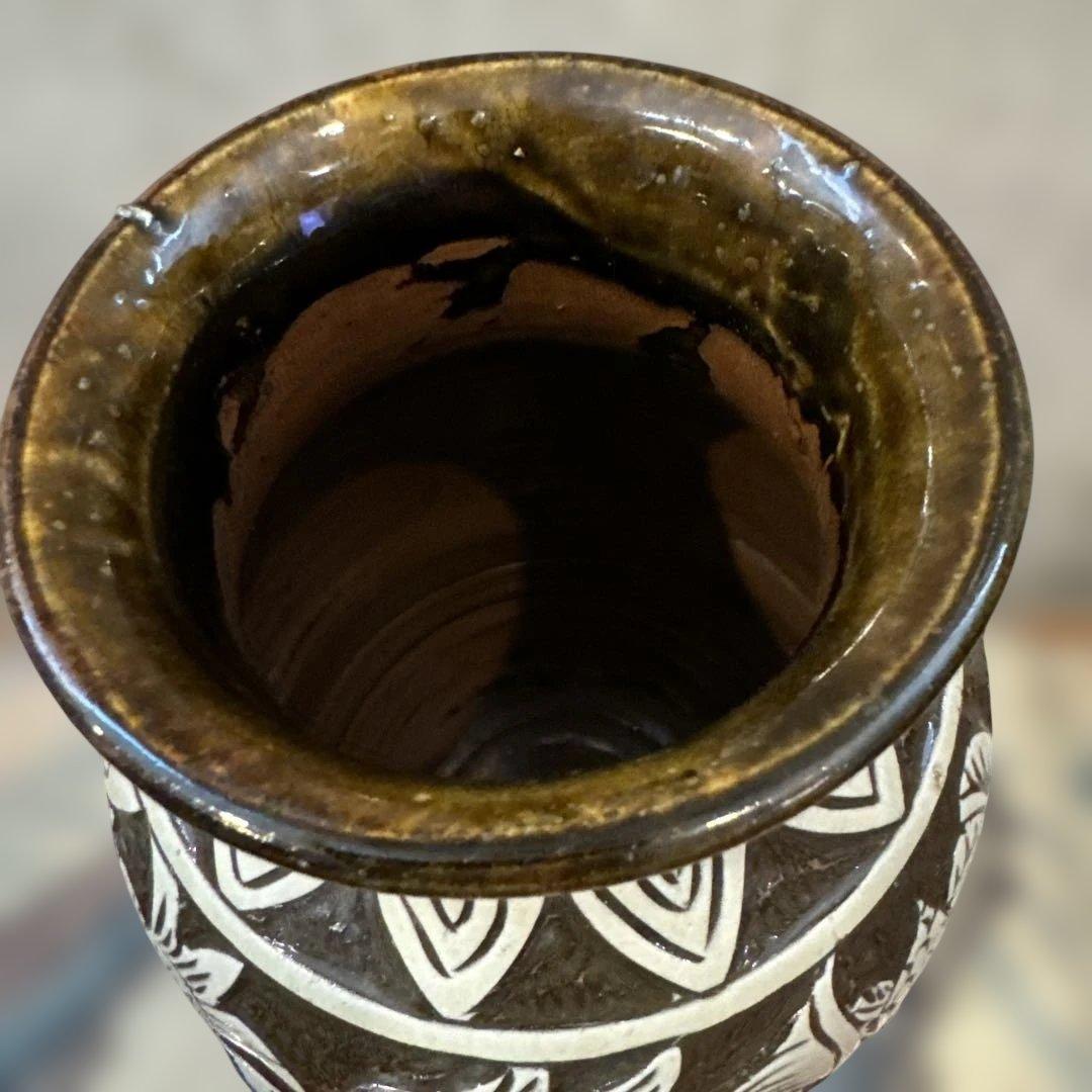 壺屋焼.エジプト紋.化粧土.掻き落とし.新品