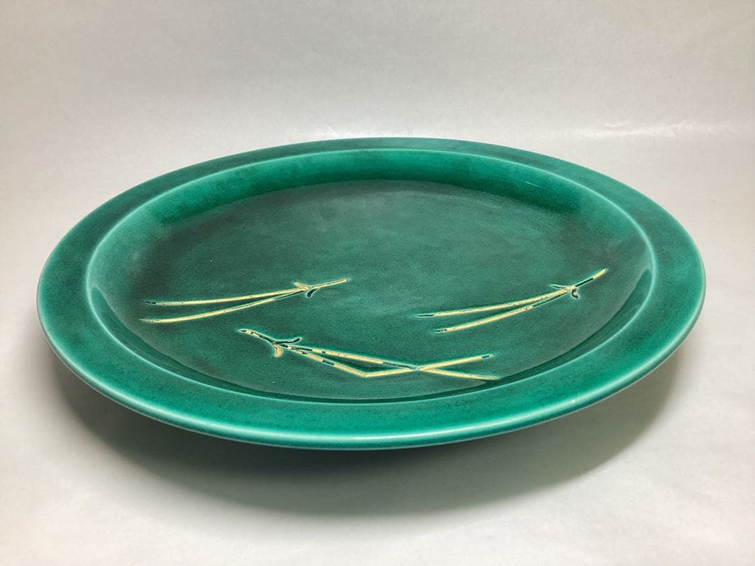 茶道具 古物品 菓子皿 交趾 松葉 永楽善五郎（即全）木箱入