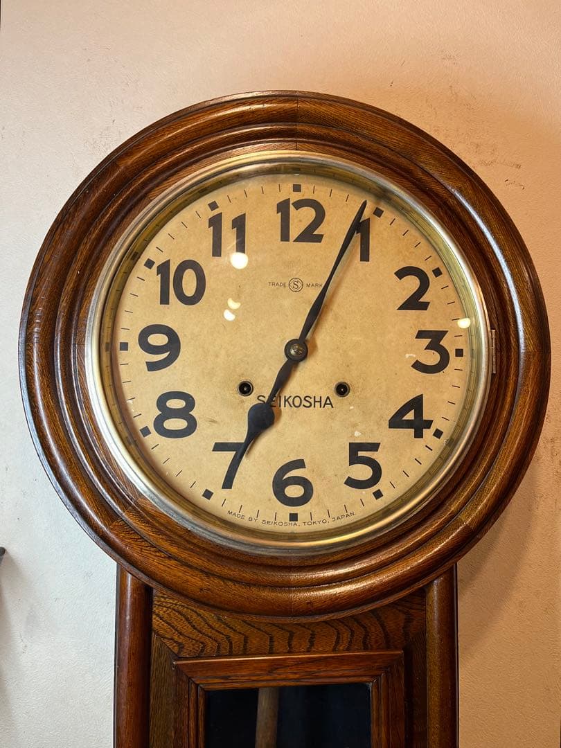 精工舎　大型頭丸　柱時計　古時計　振り子　ゼンマイ　レトロ　アンティーク
