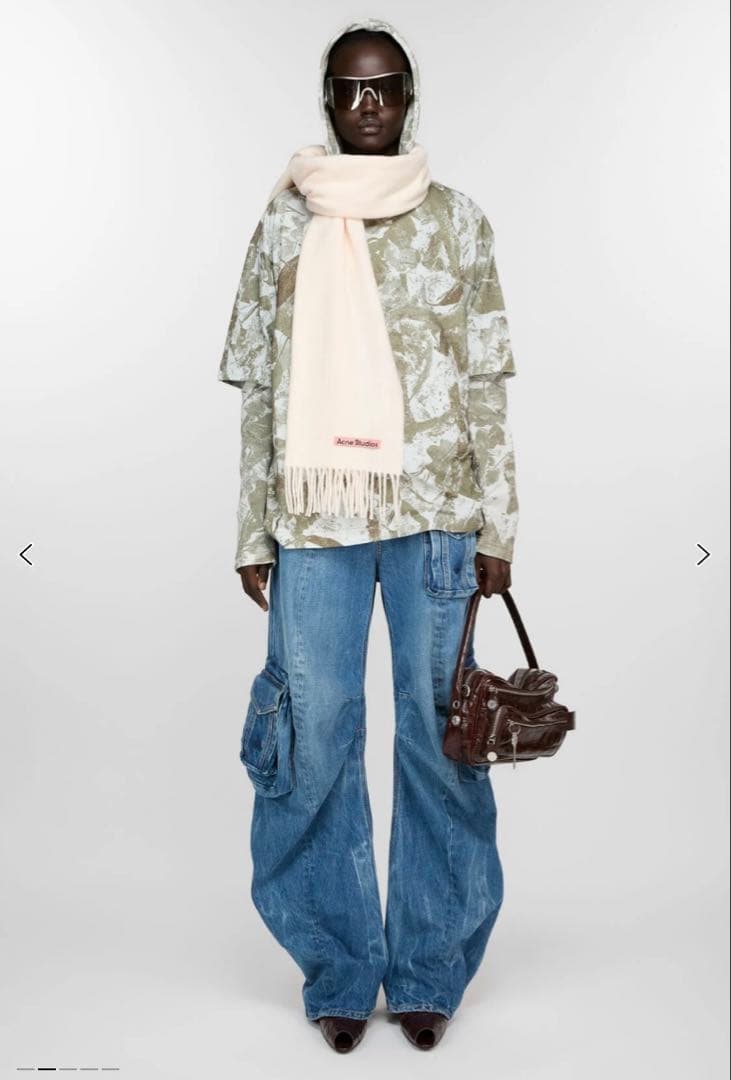 Acne Studios フリンジスカーフ ナロー ホワイト