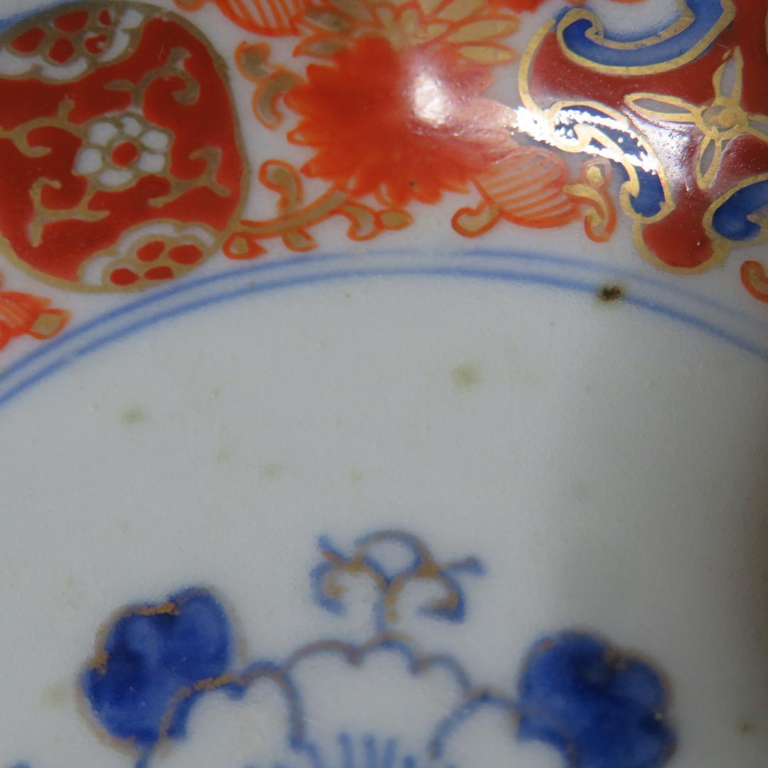 小皿 色絵付 染付 金彩 花弁 唐草 銘 八角皿 5枚