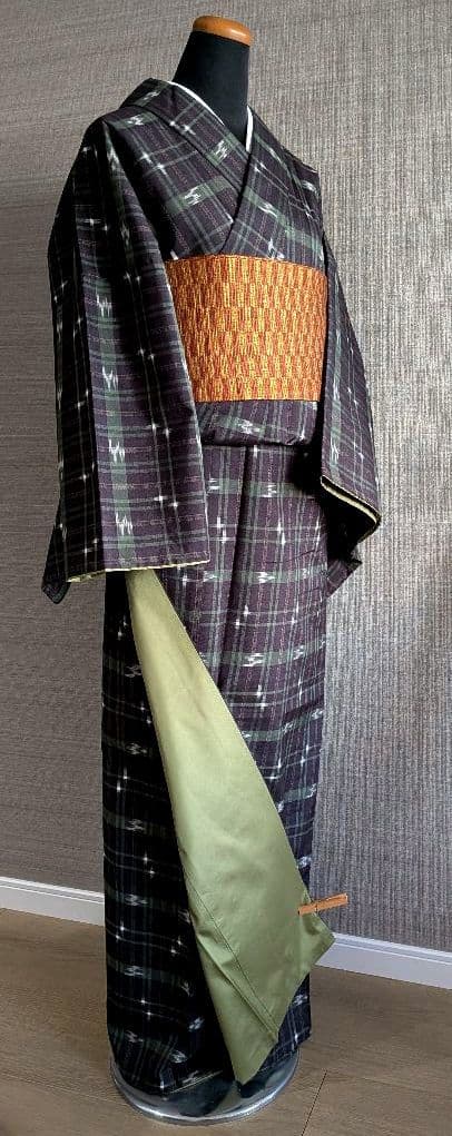 正絹紬　袷小紋　琉球絣模様