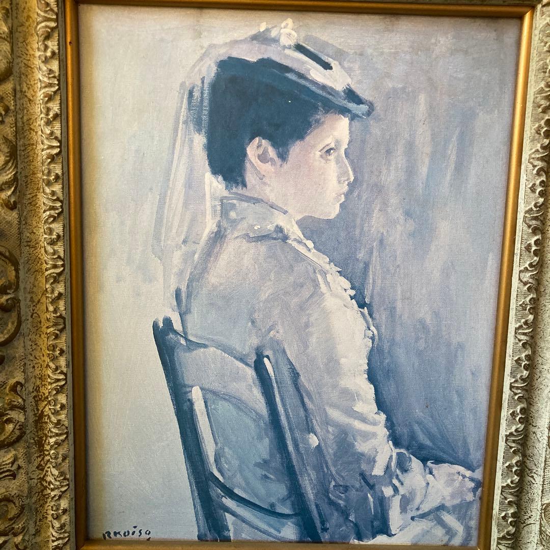 油絵/複製画　小磯良平「帽子の女」プリハード　人物画　絵画