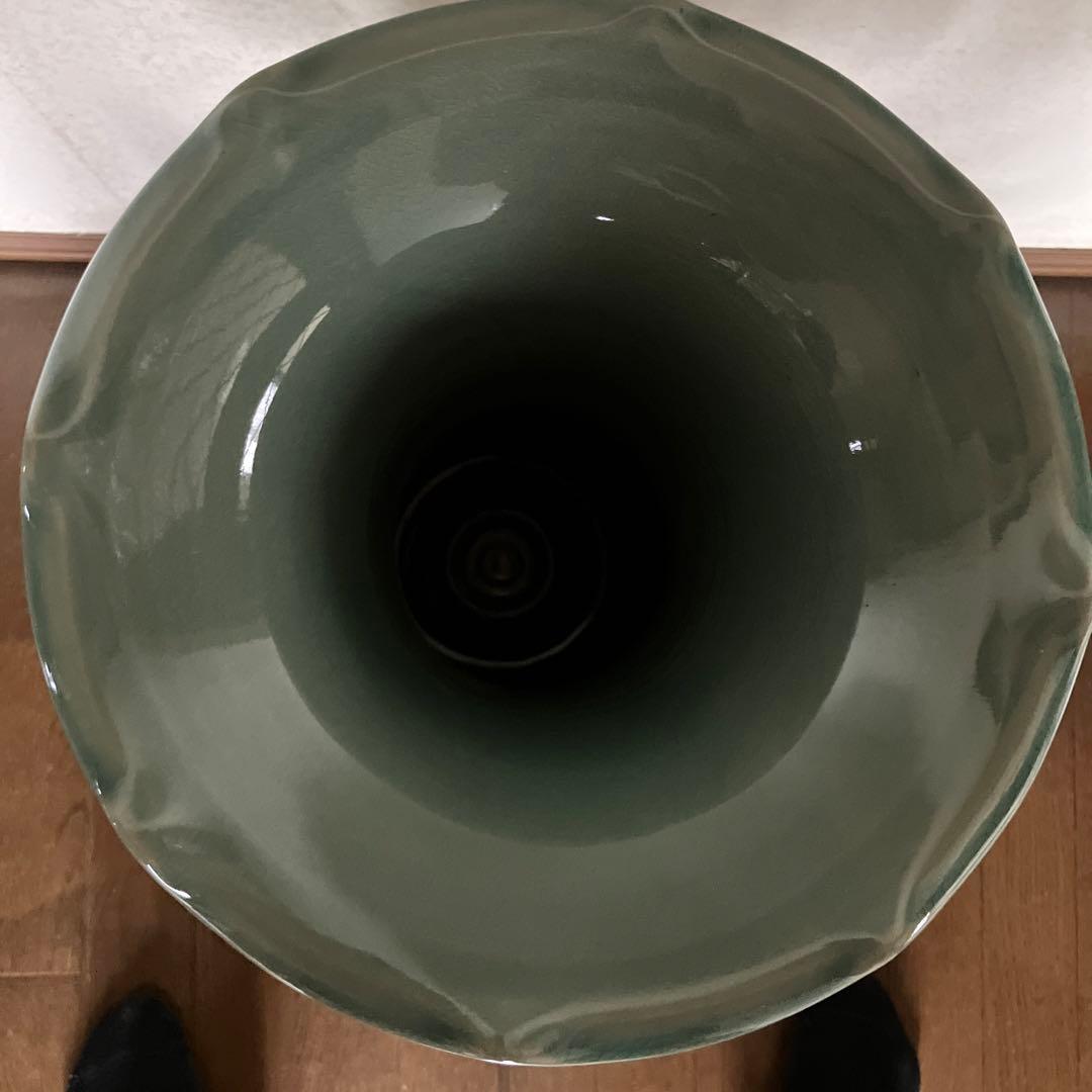 ★今週限定特価【希少•美品】在銘青山作　高麗青磁 特大飾り壺