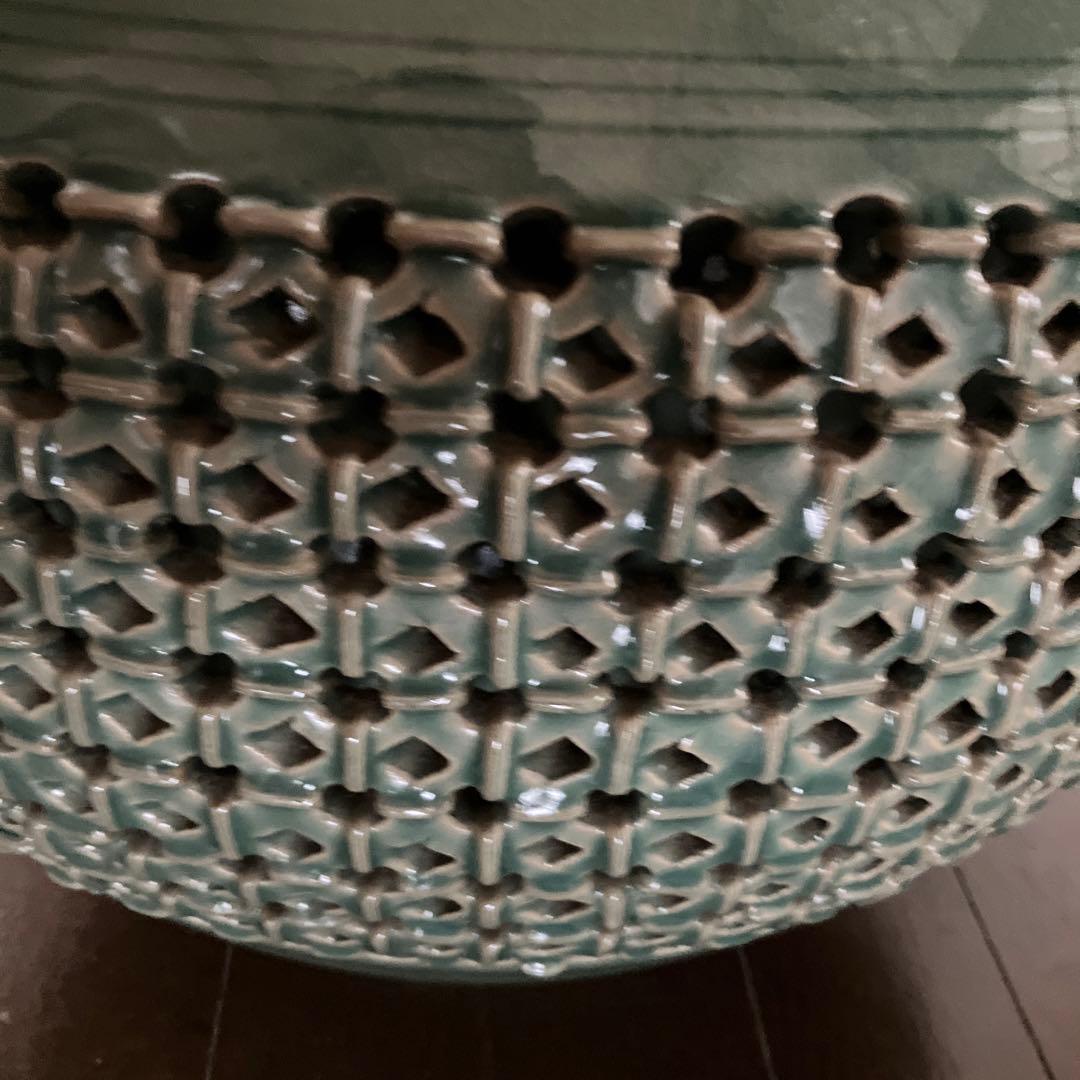 ★今週限定特価【希少•美品】在銘青山作　高麗青磁 特大飾り壺