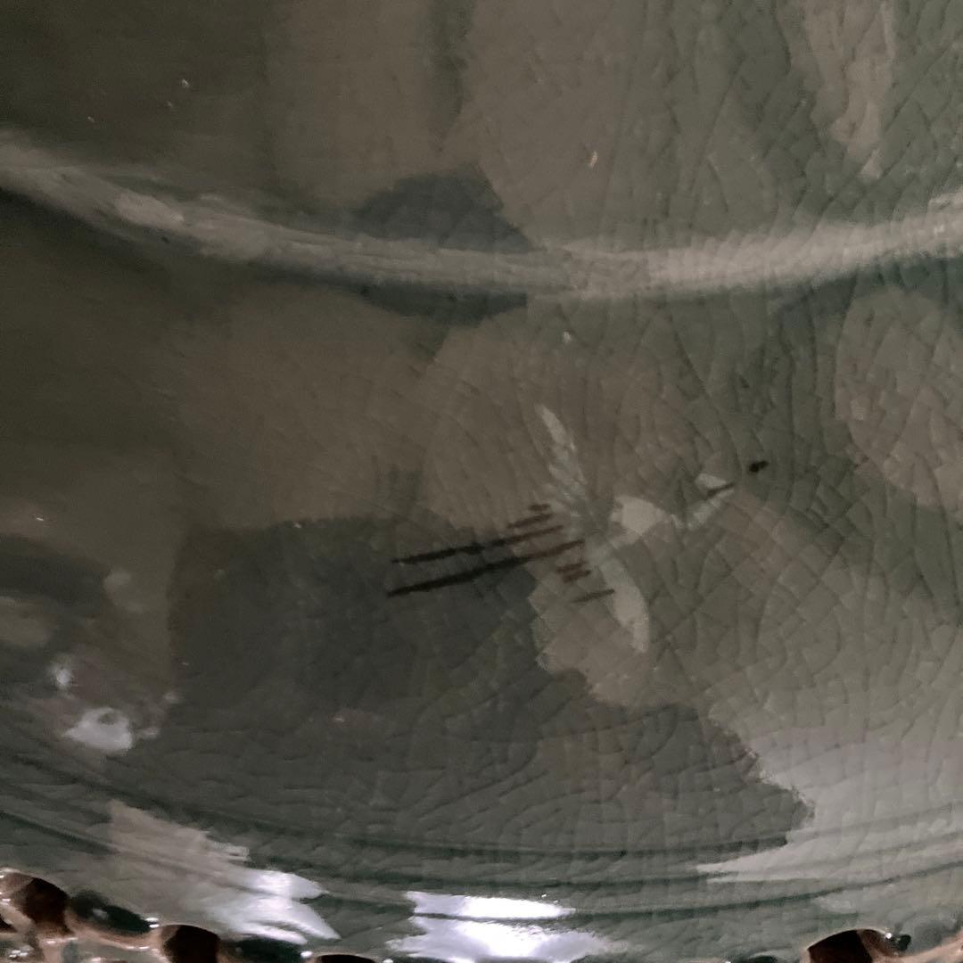 ★今週限定特価【希少•美品】在銘青山作　高麗青磁 特大飾り壺