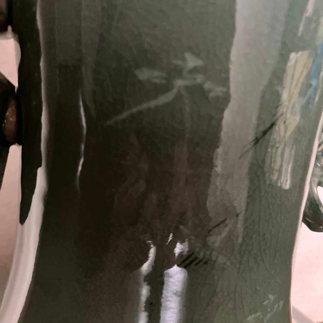 ★今週限定特価【希少•美品】在銘青山作　高麗青磁 特大飾り壺