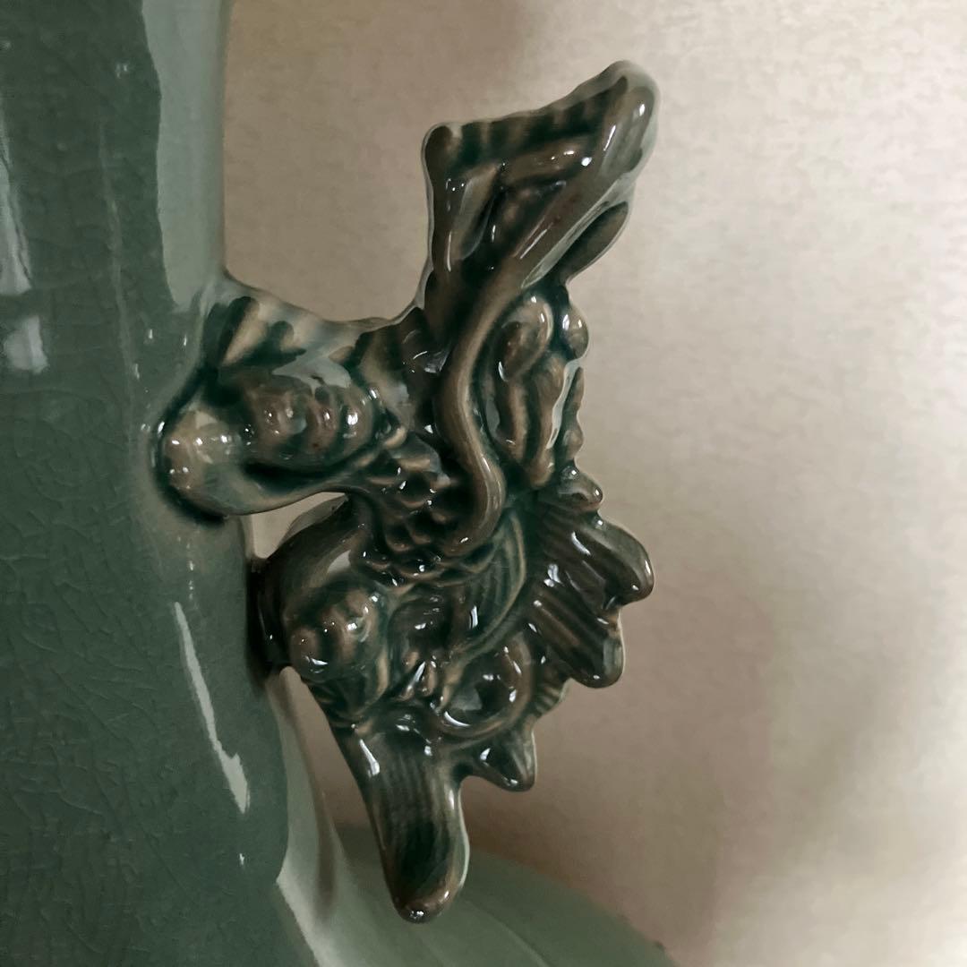 ★今週限定特価【希少•美品】在銘青山作　高麗青磁 特大飾り壺