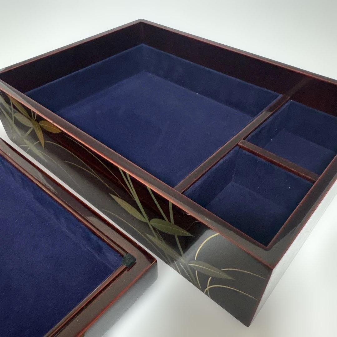 溜うるし塗　竜胆(りんどう)蒔絵　宝石箱　伝統工芸　木曽漆器　栄雅堂　未使用品