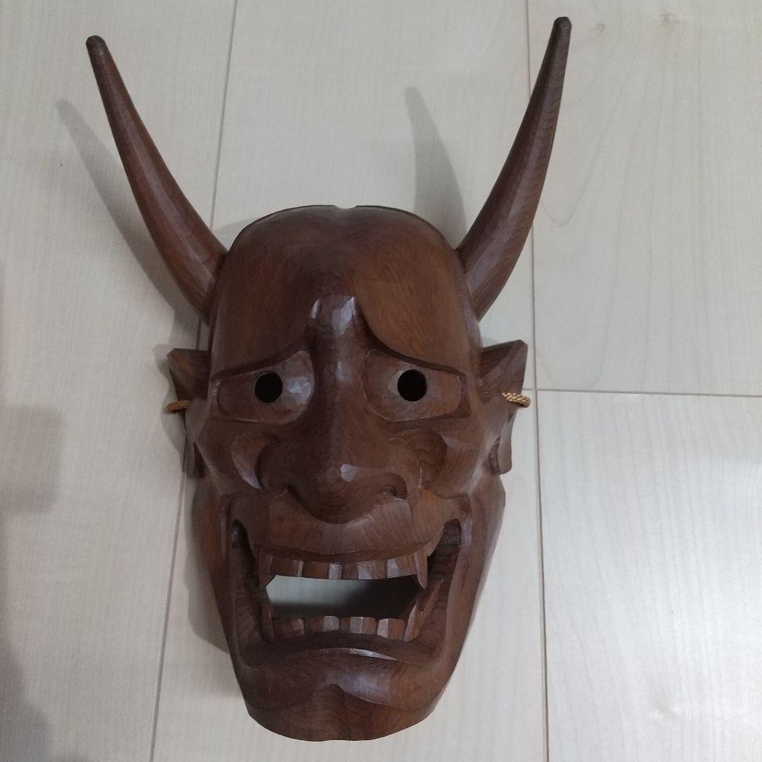 宝仙木彫り般若の面