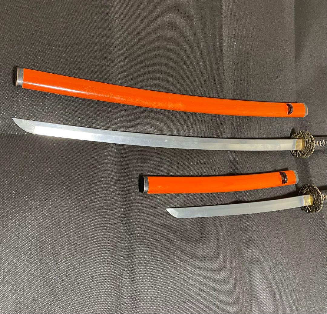 模造刀 日本刀 武具 刀剣 居合刀 高級刀 2本セット 太刀 脇差 (B03)