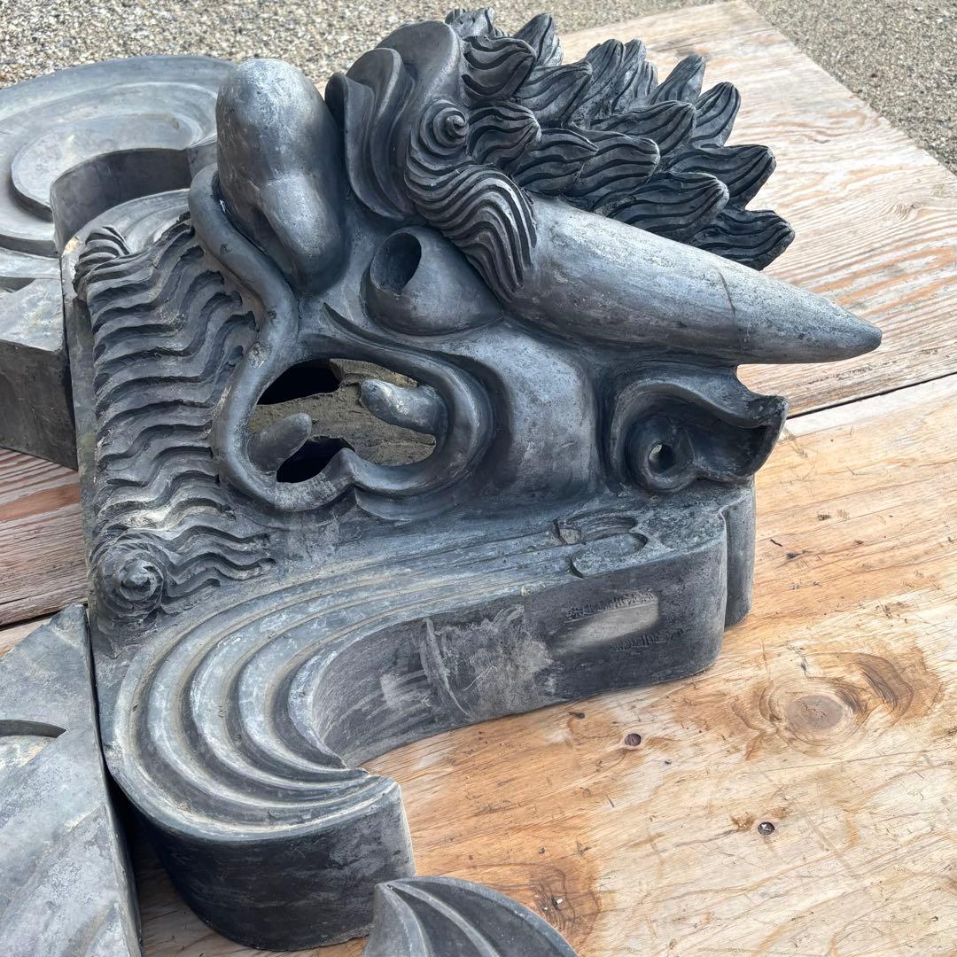 希少品 阿吽鬼面一対 高さ120cm 幅125cm 迫力ある大型鬼瓦 発送相談